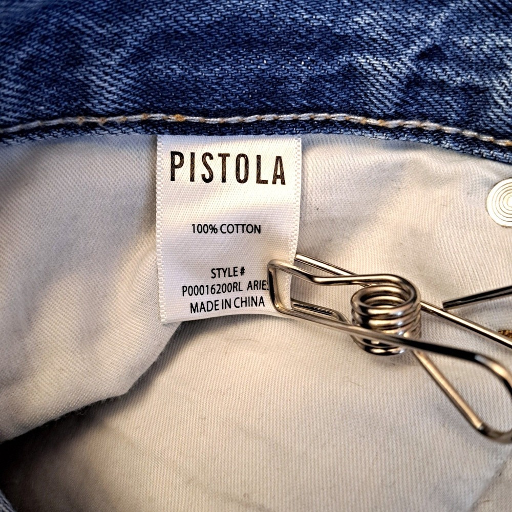 Pistola Aries Straight Leg Jeans Womens 27 Light Wash Silver Allover Stud Detail - Picture 9 of 13